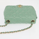 CHANEL Chain Mini Matelasse 16 Bag Lamb Skin LIme Green Gold CC Auth BA9219SAV-7