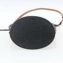 LOEWE Gate Baguette Shoulder Bag Leather 2way Black Silver Auth BA9223V-5