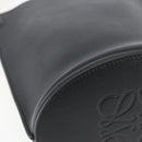 LOEWE Gate Baguette Shoulder Bag Leather 2way Black Silver Auth BA9223V-16