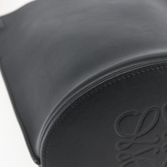 LOEWE Gate Baguette Shoulder Bag Leather 2way Black Silver Auth BA9223V