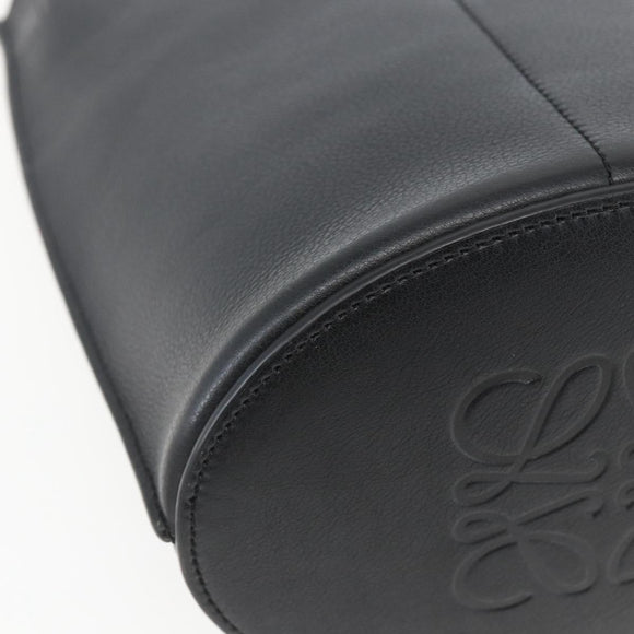 LOEWE Gate Baguette Shoulder Bag Leather 2way Black Silver Auth BA9223V