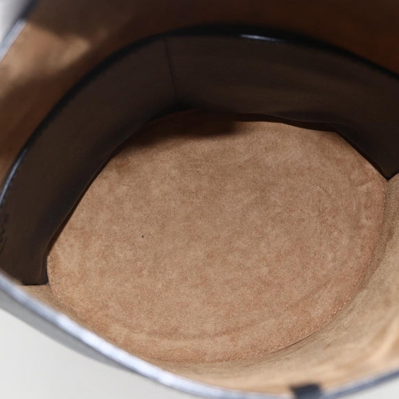 LOEWE Gate Baguette Shoulder Bag Leather 2way Black Silver Auth BA9223V