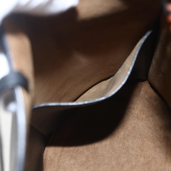 LOEWE Gate Baguette Shoulder Bag Leather 2way Black Silver Auth BA9223V