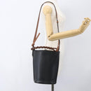 LOEWE Gate Baguette Shoulder Bag Leather 2way Black Silver Auth BA9223V-22