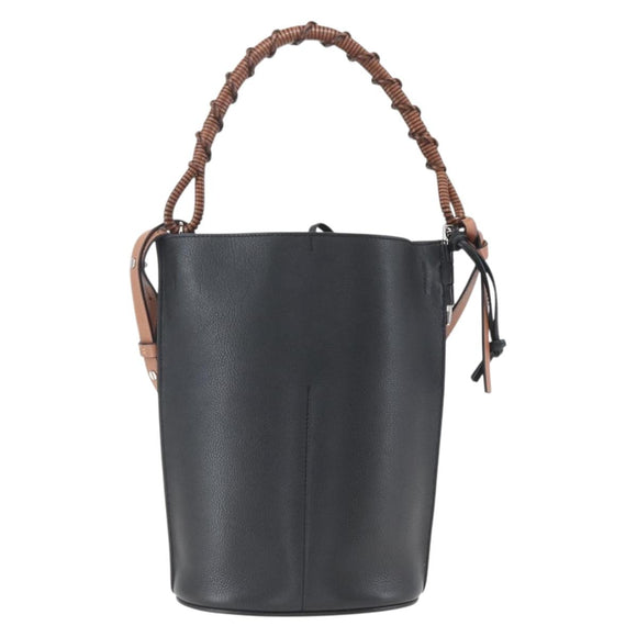 LOEWE Gate Baguette Shoulder Bag Leather 2way Black Silver Auth BA9223V