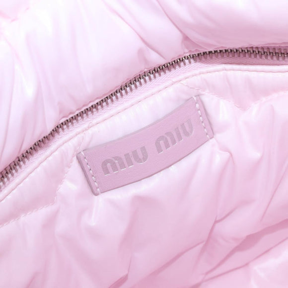 Miu Miu Padded Nylon Tote Bag Nylon Leather Pink Auth BA9224AM