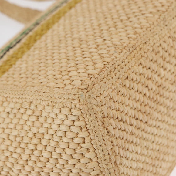 LOEWE Hand Bag Raffia 2way Beige Gold Auth BA9225V