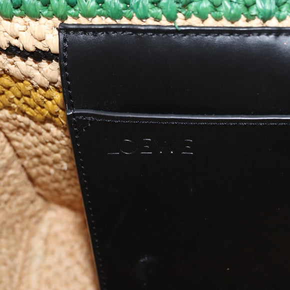 LOEWE Hand Bag Raffia 2way Beige Gold Auth BA9225V