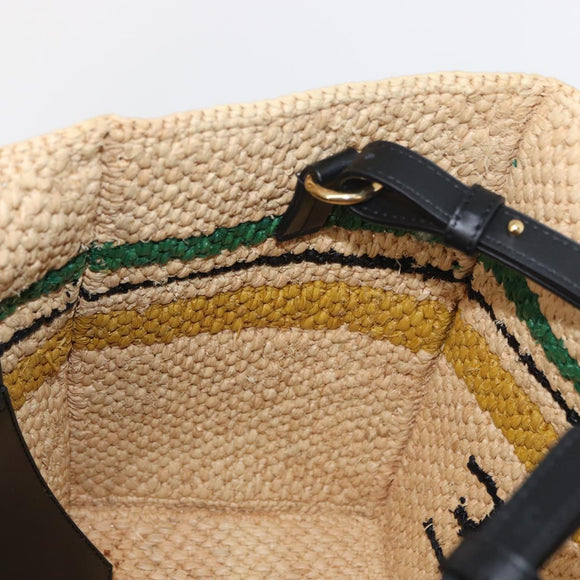 LOEWE Hand Bag Raffia 2way Beige Gold Auth BA9225V
