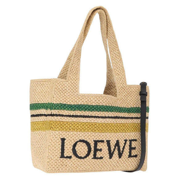 LOEWE Handtas Raffia 2way Beige Goud Auth BA9225V