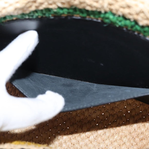 LOEWE Hand Bag Raffia 2way Beige Gold Auth BA9225V