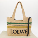 LOEWE Hand Bag Raffia 2way Beige Gold Auth BA9225V-12