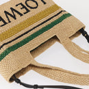 LOEWE Hand Bag Raffia 2way Beige Gold Auth BA9225V-6