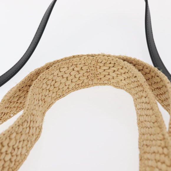 LOEWE Hand Bag Raffia 2way Beige Gold Auth BA9225V