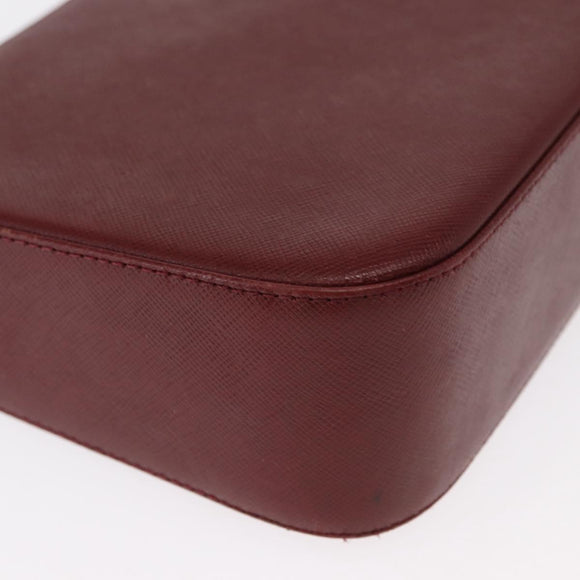 BURBERRY Shoulder Bag Leather Bordeaux Gold Auth BA9233