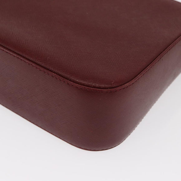 BURBERRY Shoulder Bag Leather Bordeaux Gold Auth BA9233