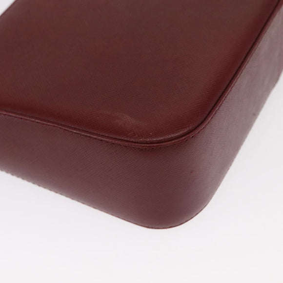 BURBERRY Shoulder Bag Leather Bordeaux Gold Auth BA9233