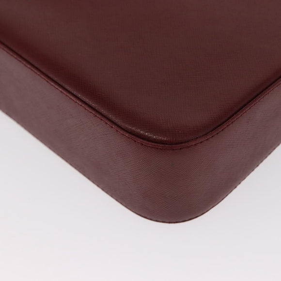 BURBERRY Shoulder Bag Leather Bordeaux Gold Auth BA9233