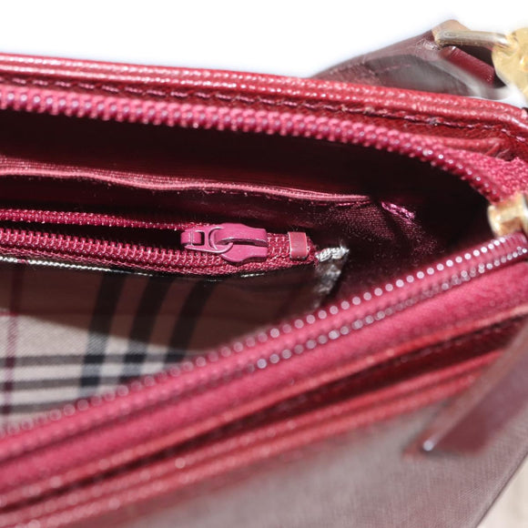 BURBERRY Shoulder Bag Leather Bordeaux Gold Auth BA9233