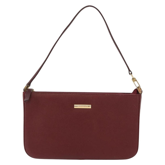 BURBERRY Shoulder Bag Leather Bordeaux Gold Auth BA9233