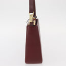 BURBERRY Shoulder Bag Leather Bordeaux Gold Auth BA9233-3