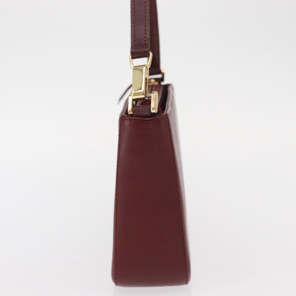 BURBERRY Shoulder Bag Leather Bordeaux Gold Auth BA9233