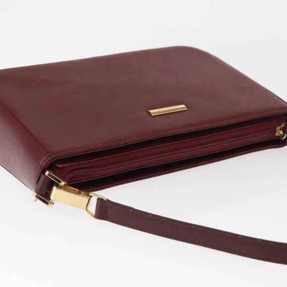 BURBERRY Shoulder Bag Leather Bordeaux Gold Auth BA9233