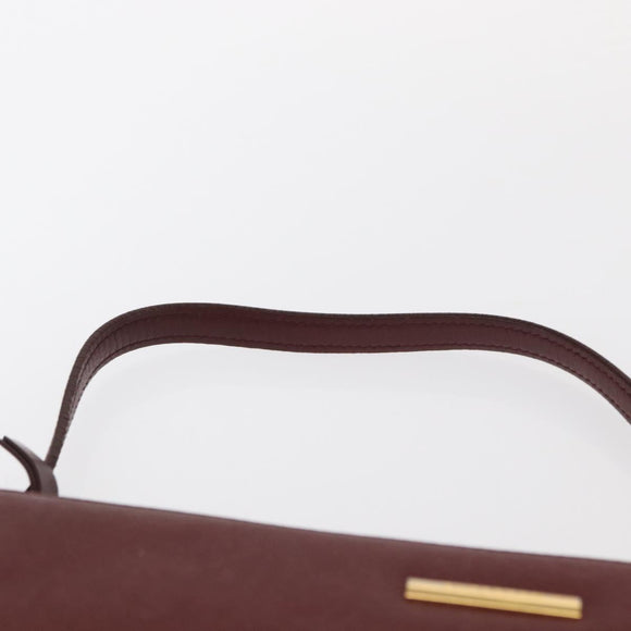 BURBERRY Shoulder Bag Leather Bordeaux Gold Auth BA9233
