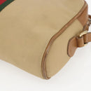 GUCCI Web Sherry Line Shoulder Bag Canvas Beige Gold Auth BA9238-15