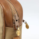 GUCCI Web Sherry Line Shoulder Bag Canvas Beige Gold Auth BA9238-17