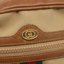 GUCCI Web Sherry Line Shoulder Bag Canvas Beige Gold Auth BA9238-18