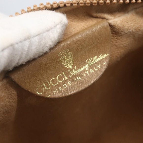 GUCCI Web Sherry Line Shoulder Bag Canvas Beige Gold Auth BA9238