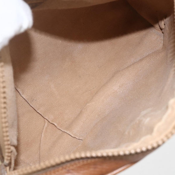 GUCCI Web Sherry Line Shoulder Bag Canvas Beige Gold Auth BA9238