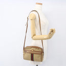 GUCCI Web Sherry Line Shoulder Bag Canvas Beige Gold Auth BA9238-22