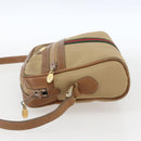 GUCCI Web Sherry Line Shoulder Bag Canvas Beige Gold Auth BA9238-3