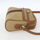 GUCCI Web Sherry Line Shoulder Bag Canvas Beige Gold Auth BA9238-4