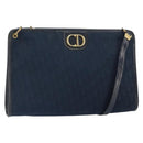 Christian Dior Trotter Canvas Shoulder Bag Navy Gold Auth BA9239-1
