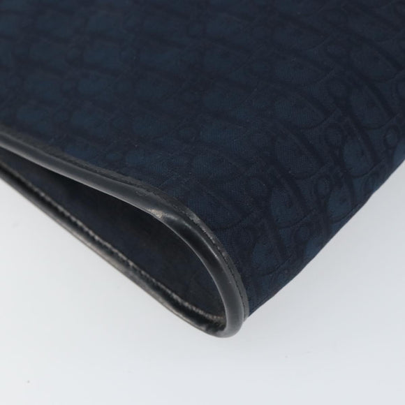 Christian Dior Trotter Canvas Shoulder Bag Navy Gold Auth BA9239