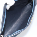 Christian Dior Trotter Canvas Shoulder Bag Navy Gold Auth BA9239-17