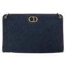 Christian Dior Trotter Canvas Shoulder Bag Navy Gold Auth BA9239-2