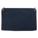 Christian Dior Trotter Canvas Shoulder Bag Navy Gold Auth BA9239-3