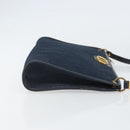 Christian Dior Trotter Canvas Shoulder Bag Navy Gold Auth BA9239-4