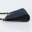 Christian Dior Trotter Canvas Shoulder Bag Navy Gold Auth BA9239-5