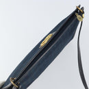 Christian Dior Trotter Canvas Shoulder Bag Navy Gold Auth BA9239-6