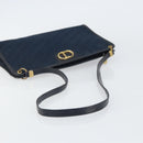 Christian Dior Trotter Canvas Shoulder Bag Navy Gold Auth BA9239-7