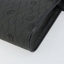 Christian Dior Honeycomb Canvas Chain Shoulder Bag PVC Black Gold Auth BA9243-9