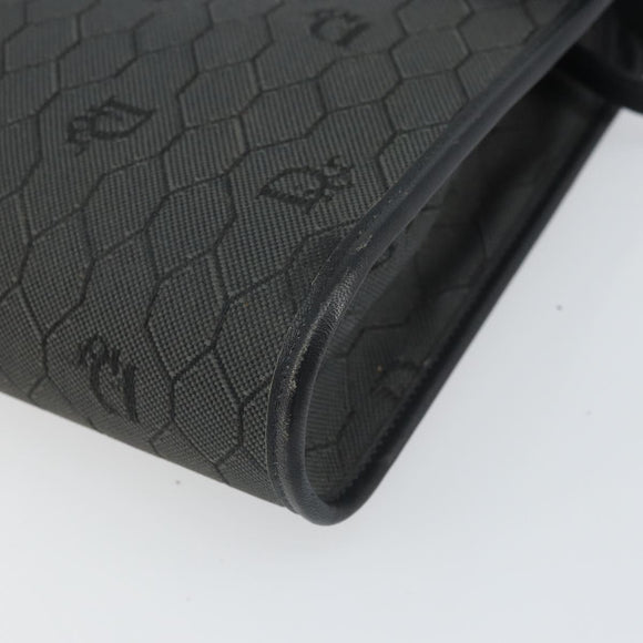 Christian Dior Honeycomb Canvas Chain Shoulder Bag PVC Black Gold Auth BA9243