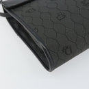 Christian Dior Honeycomb Canvas Chain Shoulder Bag PVC Black Gold Auth BA9243-14