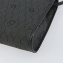 Christian Dior Honeycomb Canvas Chain Shoulder Bag PVC Black Gold Auth BA9243-15