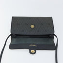Christian Dior Honeycomb Canvas Chain Shoulder Bag PVC Black Gold Auth BA9243-10